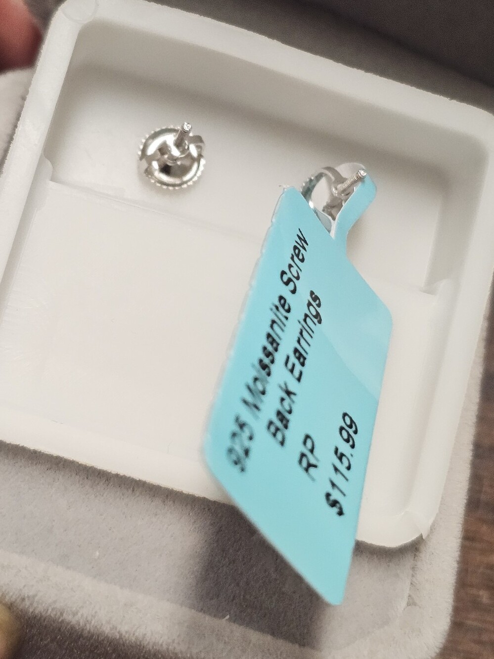 Sterling Silver Square Halo Moissanite Screw back Stud Earrings - Picture 2 of 3